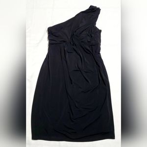 Ellen Tracy Womens Dress Size 10 Black One Shoulder Dressy Zip Slimming Ribbed